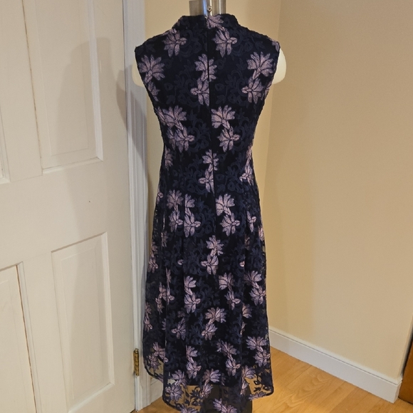 Chic Floral Midi Dress - Black and Purple - Picture 6 of 7